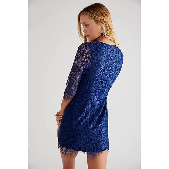 NWT Free People For Love & Lemons Lyla Cocktail Dress $246  LARGE  Blue - Picture 7 of 11